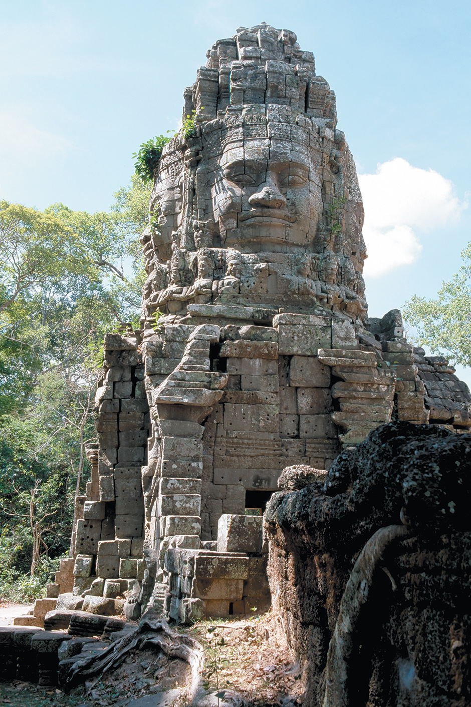 A tower at the Bayon temple, founded by the Khmer king Jayavarman VII, Angkor, Cambodia, late twelfth–early thirteenth centuries
