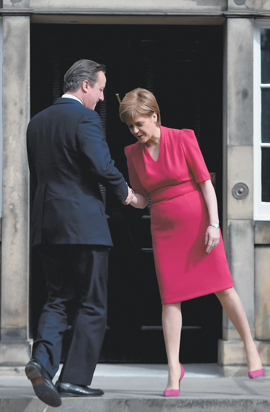 British Prime Minister David Cameron and Scottish First Minister Nicola Sturgeon meeting for the first time since the general election, Edinburgh, Scotland, May 15, 2015