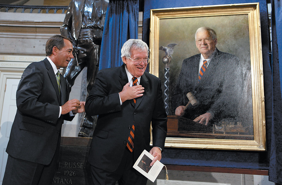 John Boehner and Dennis Hastert at the unveiling of Hastert’s portrait at the Capitol, Washington, D.C., July 2009