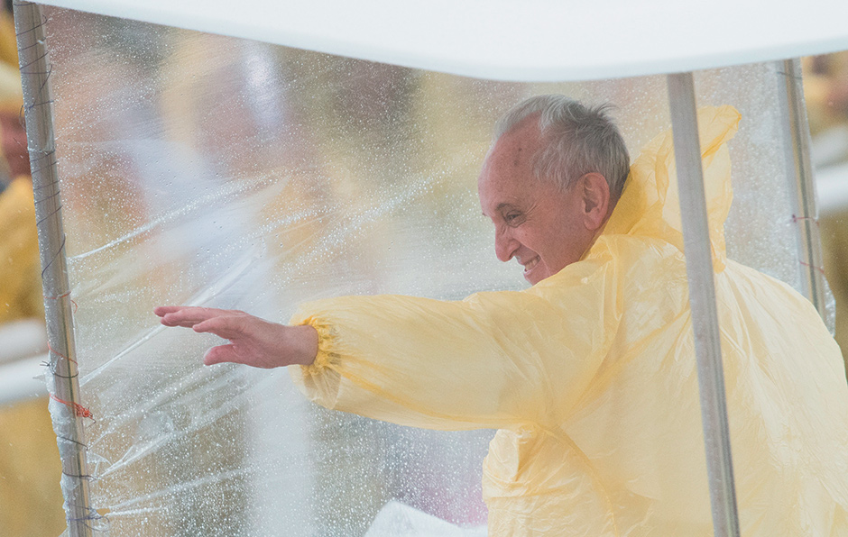 Pope Francis visiting typhoon survivors in Tacloban, the Philippines, January 2015