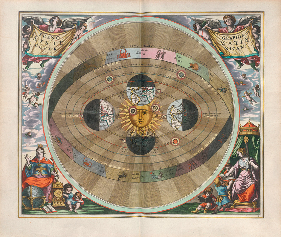 ‘Scenography of the Copernican World System’; engraving from Andreas Cellarius’s Harmonia macrocosmica, 1660