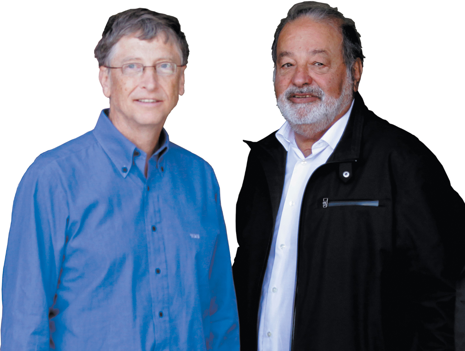 Billionaires Bill Gates and Carlos Slim at the opening of a new research facility for the International Maize and Wheat Improvement Center, Texcoco, Mexico, February 2013 