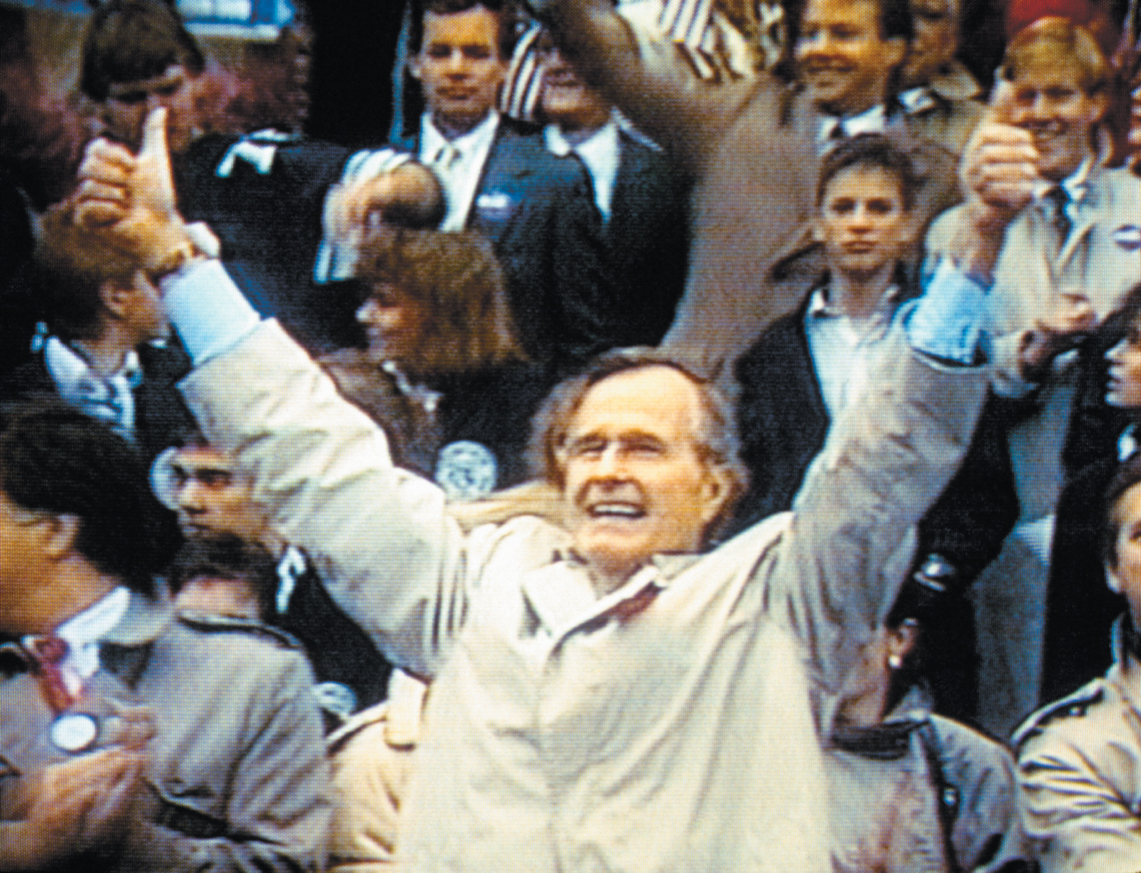 George H.W. Bush shown on a television screen during his 1988 presidential campaign
