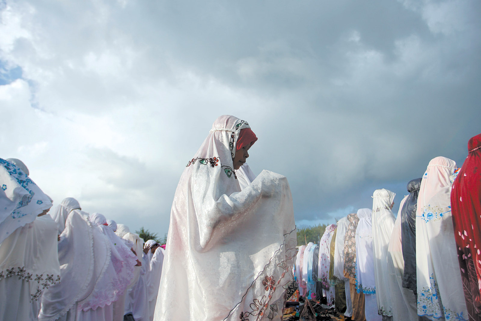 Indonesian Muslims at morning prayers in Yogyakarta during Eid al-Adha, the festival marking the end of the annual Hajj pilgrimage to the Saudi holy city of Mecca, September 2016