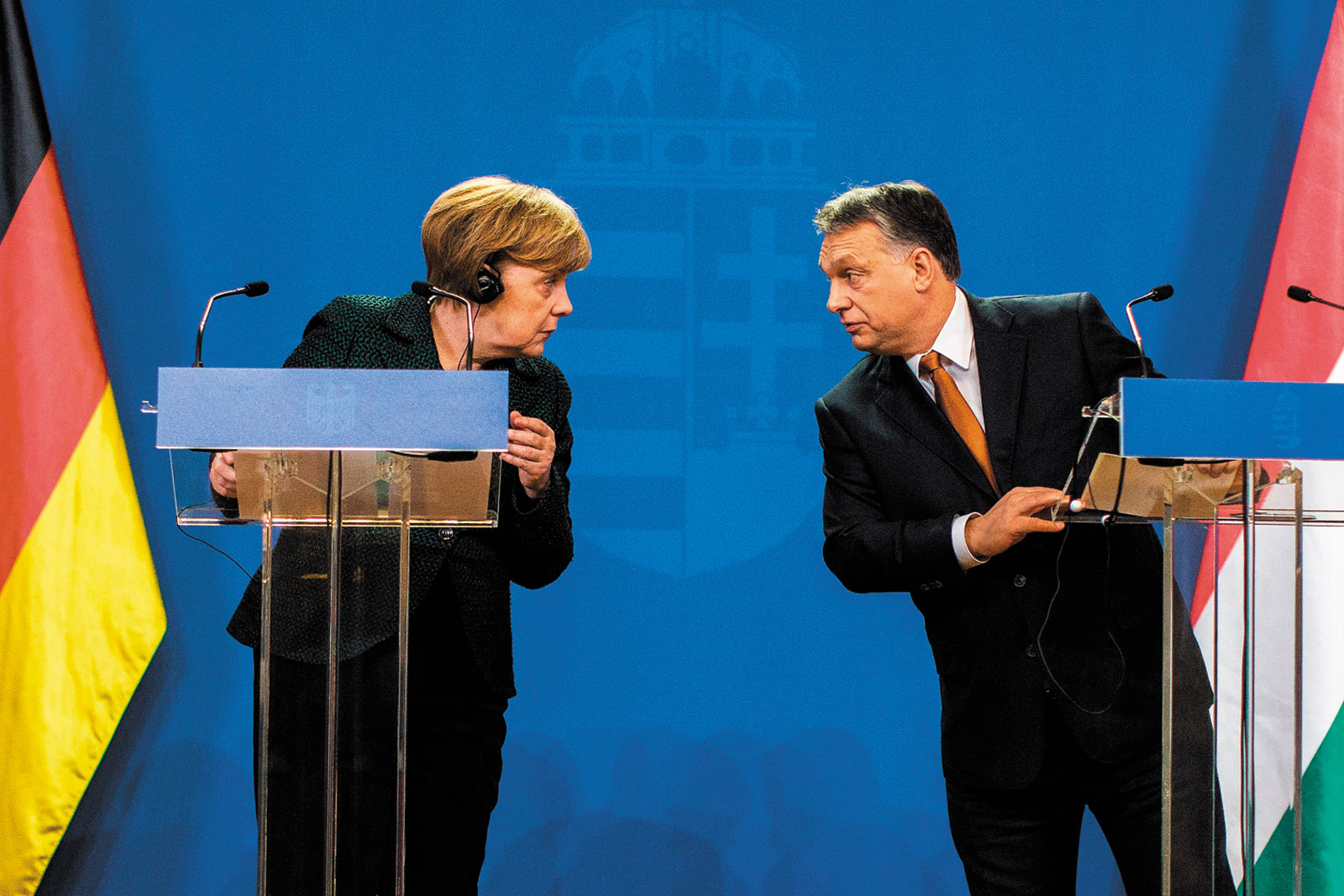German Chancellor Angela Merkel and Hungarian Prime Minister Viktor Orbán, Budapest, February 2015