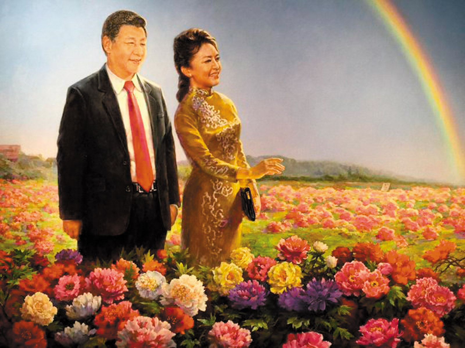 Chinese President Xi Jinping and his wife Peng Liyuan in a painting that has been circulating on the Internet
