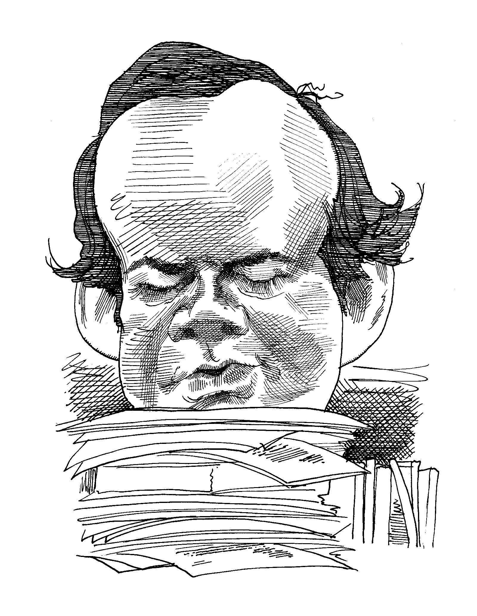 Robert Silvers; drawing by David Levine