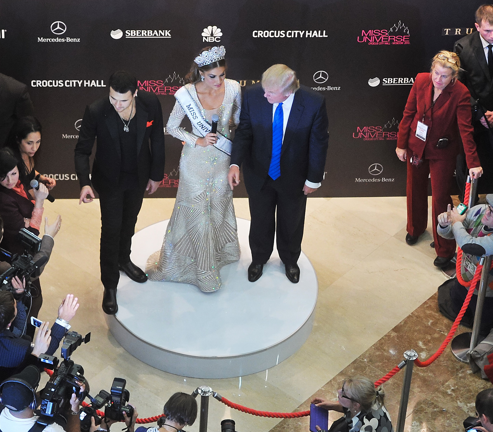 Singer Emin Agalarov, Gabriela Isler (Miss Venezuela 2013), and Donald Trump, Moscow, November 9, 2013