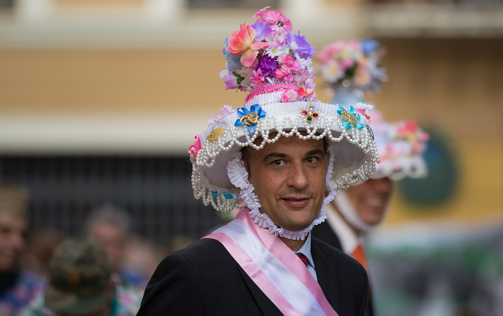 A Vaquilla member from Fresnedillas de la Oliva in costume, at a parade in Zamora, Spain, 2015
