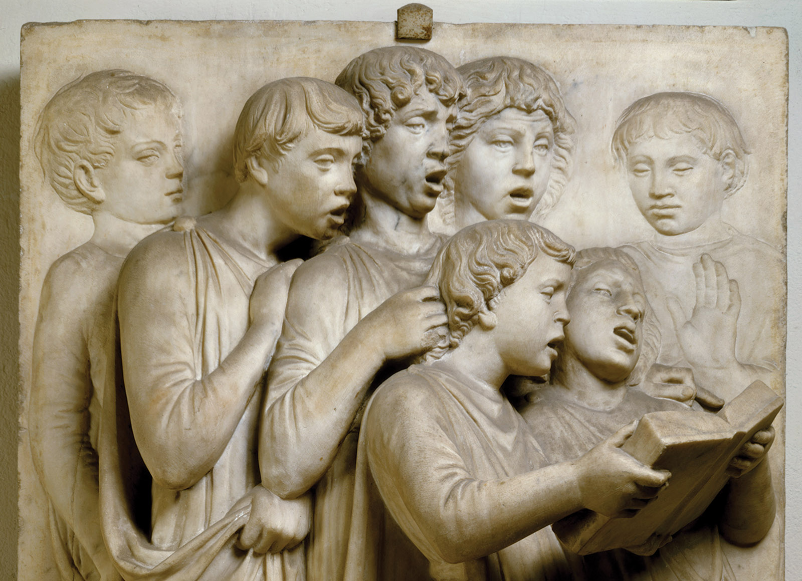 Luca della Robbia the Elder: detail from the Cantoria (choir loft), in the Museo dell’Opera del Duomo, Florence, Italy, 1431–1438