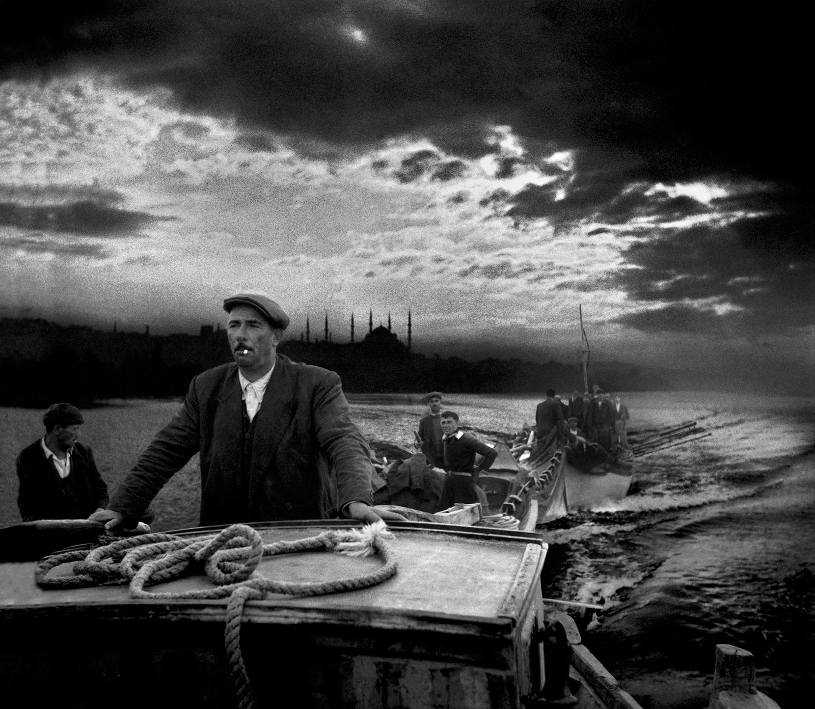 Kumkapı fishermen returning to port at dawn, Istanbul, 1950