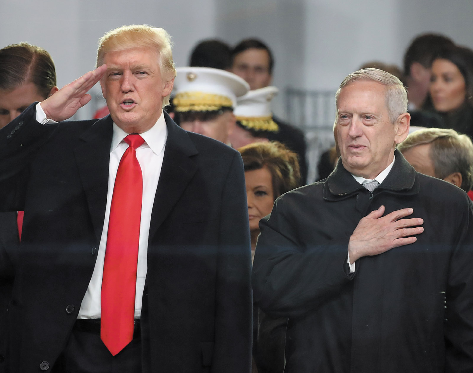 President Donald Trump and Defense Secretary James Mattis outside the White House on Inauguration Day, January 2017