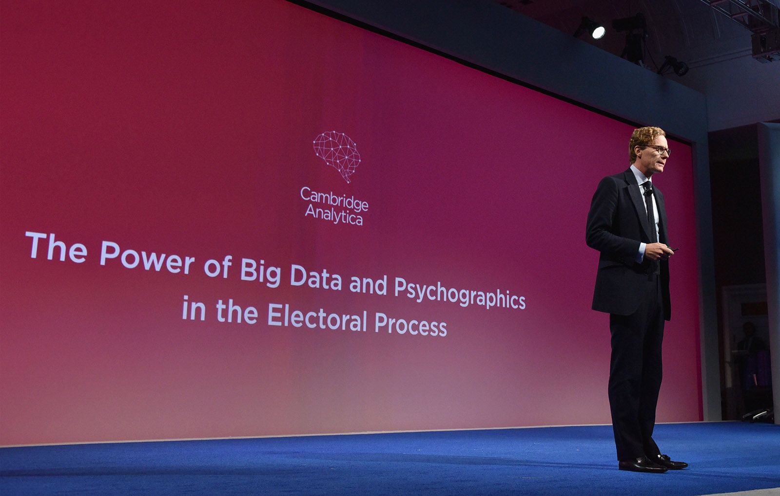 Alexander Nix, CEO of Cambridge Analytica, addressing the Concordia Summit in New York, September 19, 2016