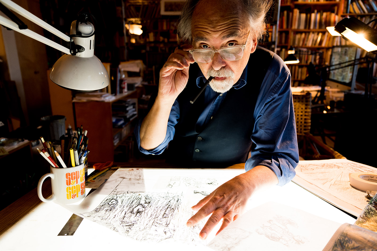 Art Spiegelman in his studio, New York City, February 3, 2018