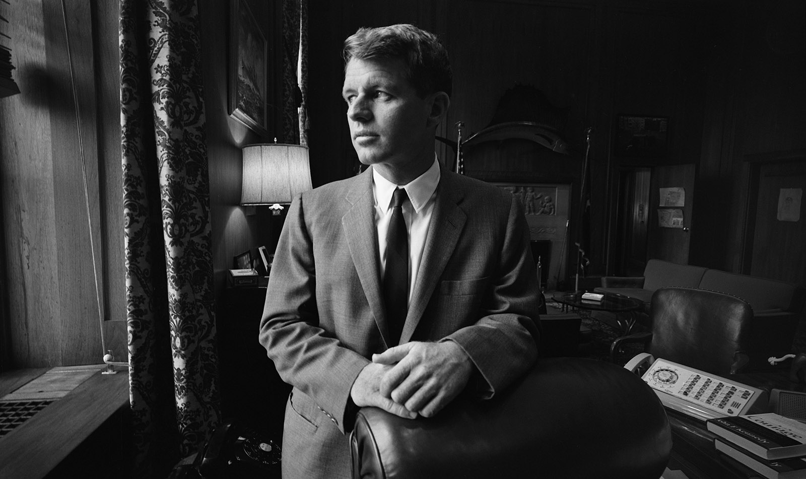 Robert F. Kennedy, then Attorney General, in his Justice Department office, circa 1964