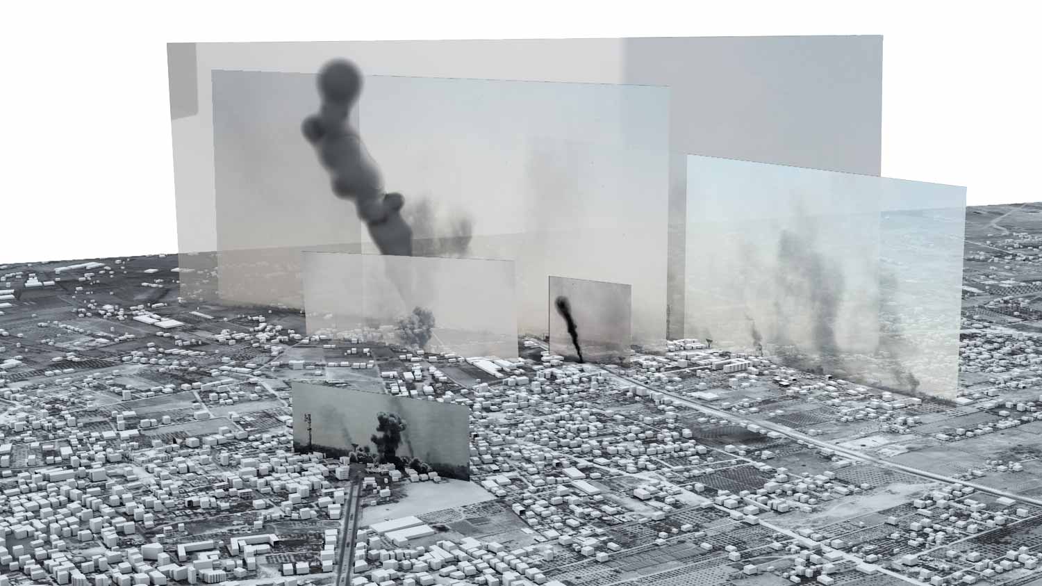 Photographs and videos located within a 3D model telling the story of one of the heaviest days of bombardment in the 2014 Israel-Gaza war