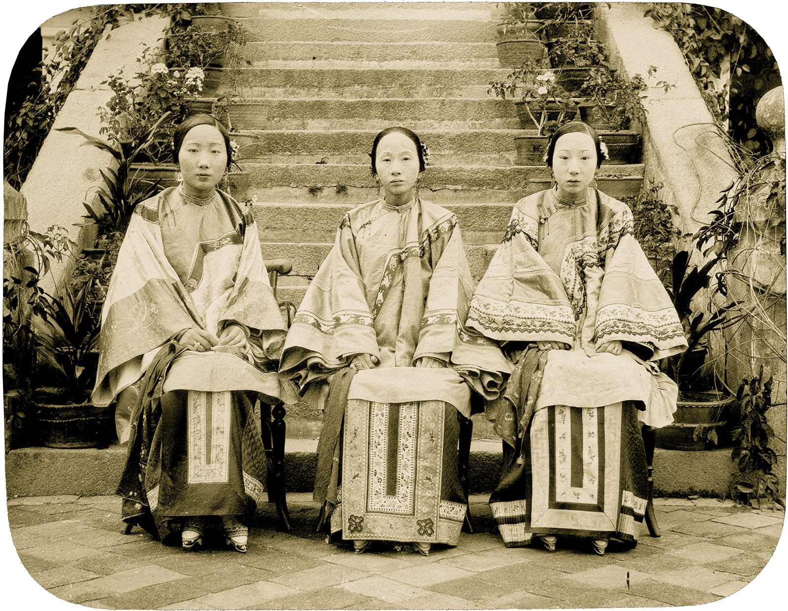 ‘Mandarin’s wife and two daughters with bound feet’; from Isabella Bird’s The Yangtze Valley and Beyond