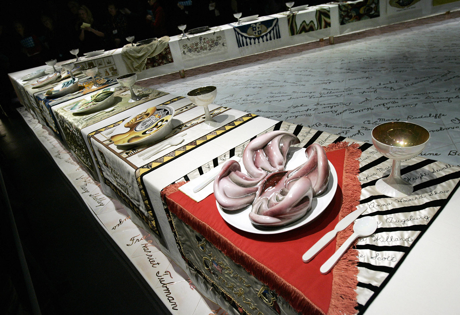 Judy Chicago: a detail of The Dinner Party (1974–1979)