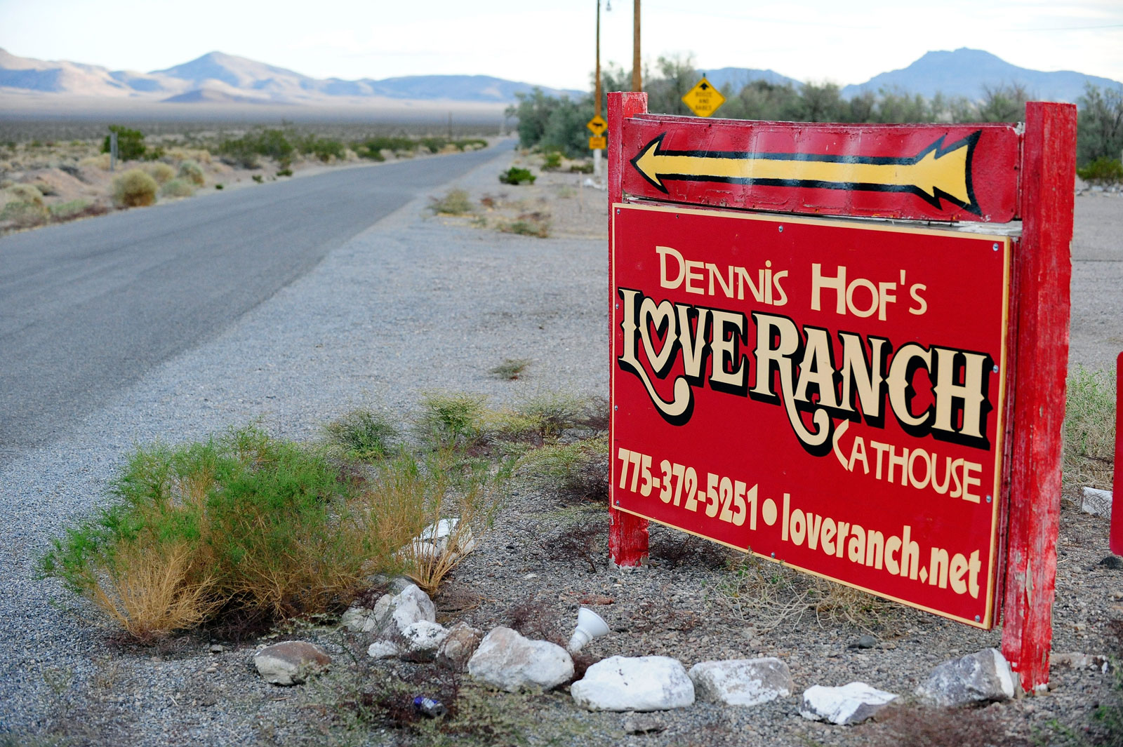 A sign for the Love Ranch Las Vegas brothel, Crystal, Nevada, October 14, 2015 

 