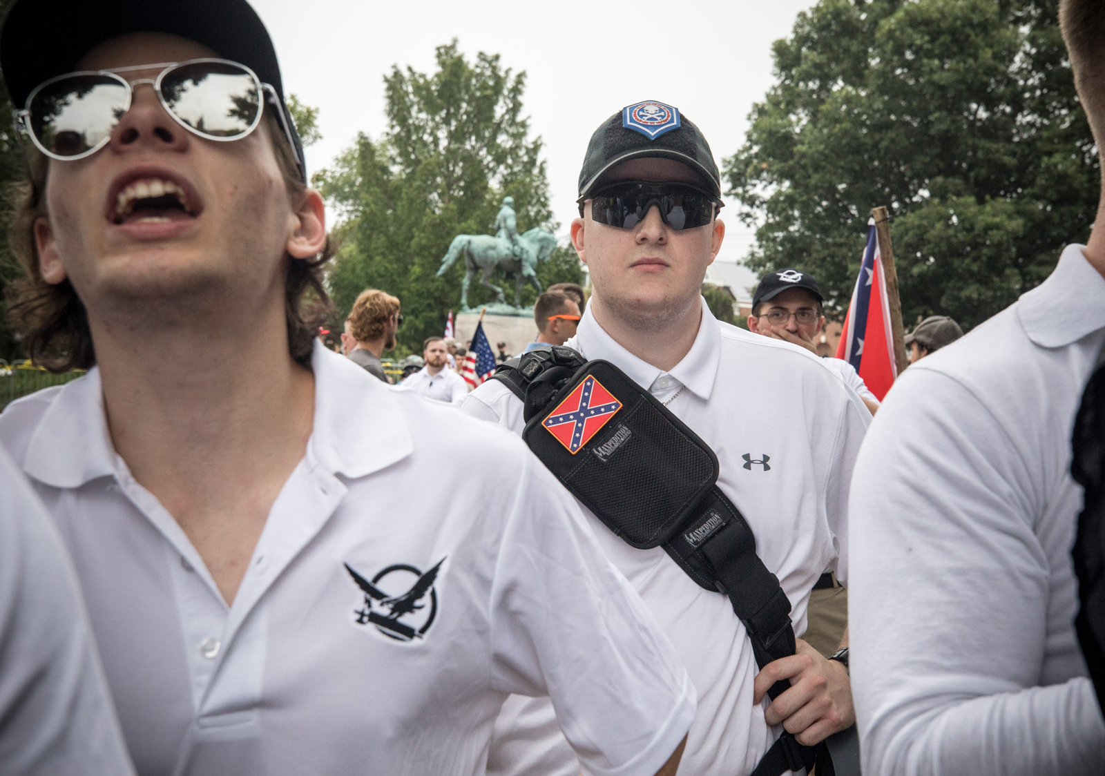 White supremacist groups rallying in Emancipation Park during the Unite the Right Rally, Charlottesville, Virginia, August 12, 2017