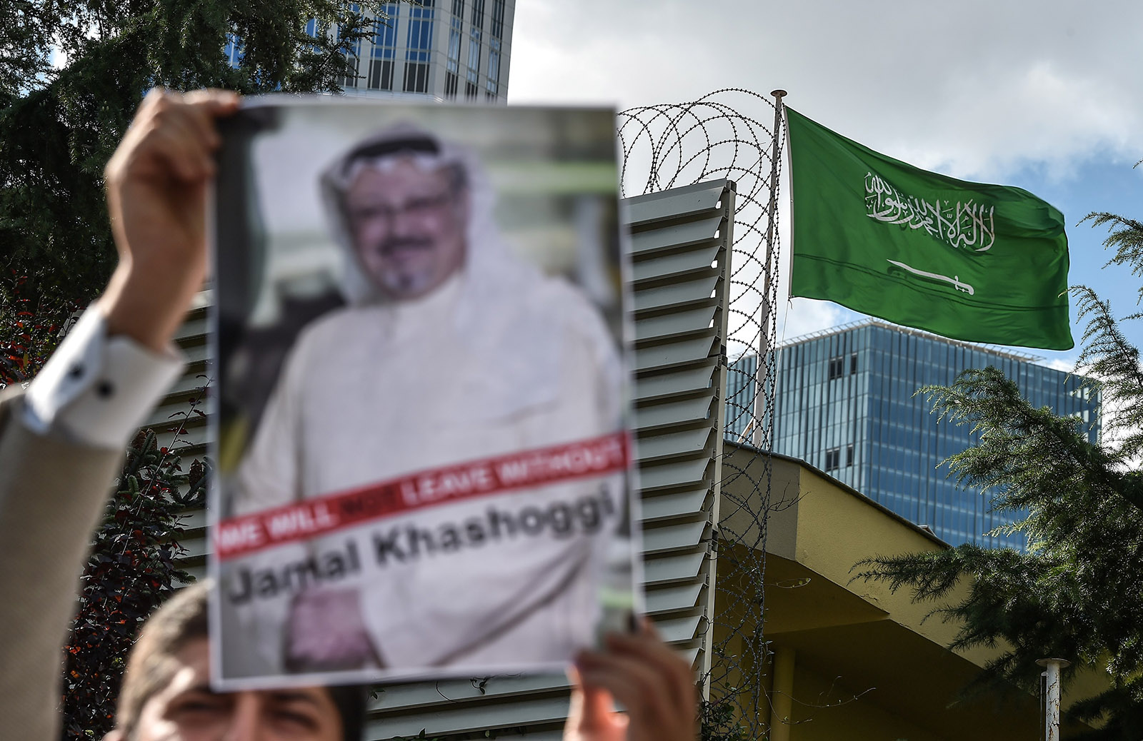 A protest in front of the Saudi Consulate against the disappearance of journalist Jamal Khashoggi, Istanbul, Turkey, October 5, 2018