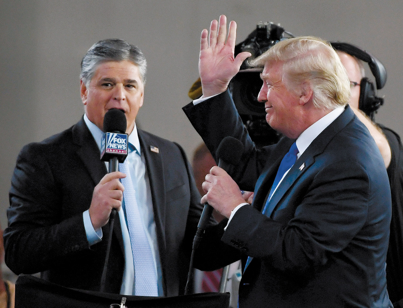 Sean Hannity interviewing President Trump before a rally in Las Vegas, September 2018