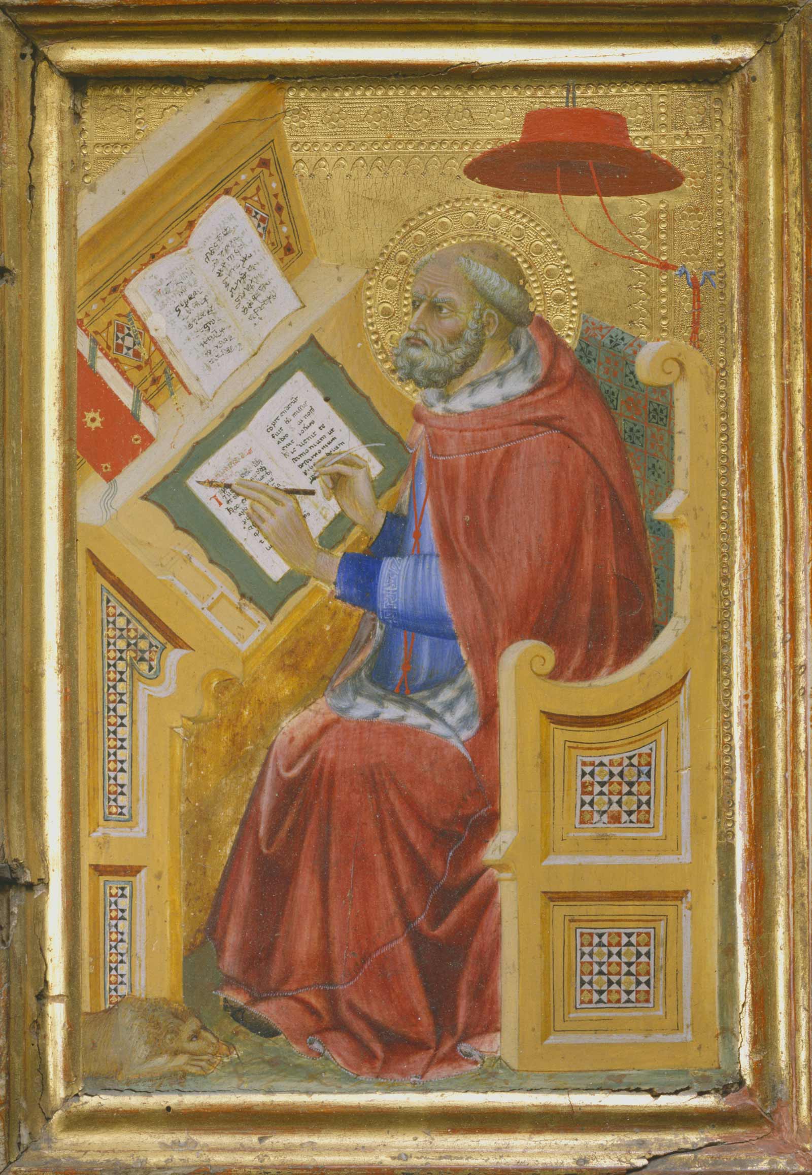 Detail of Saint Jerome translating the Gospel of John, circa 1400