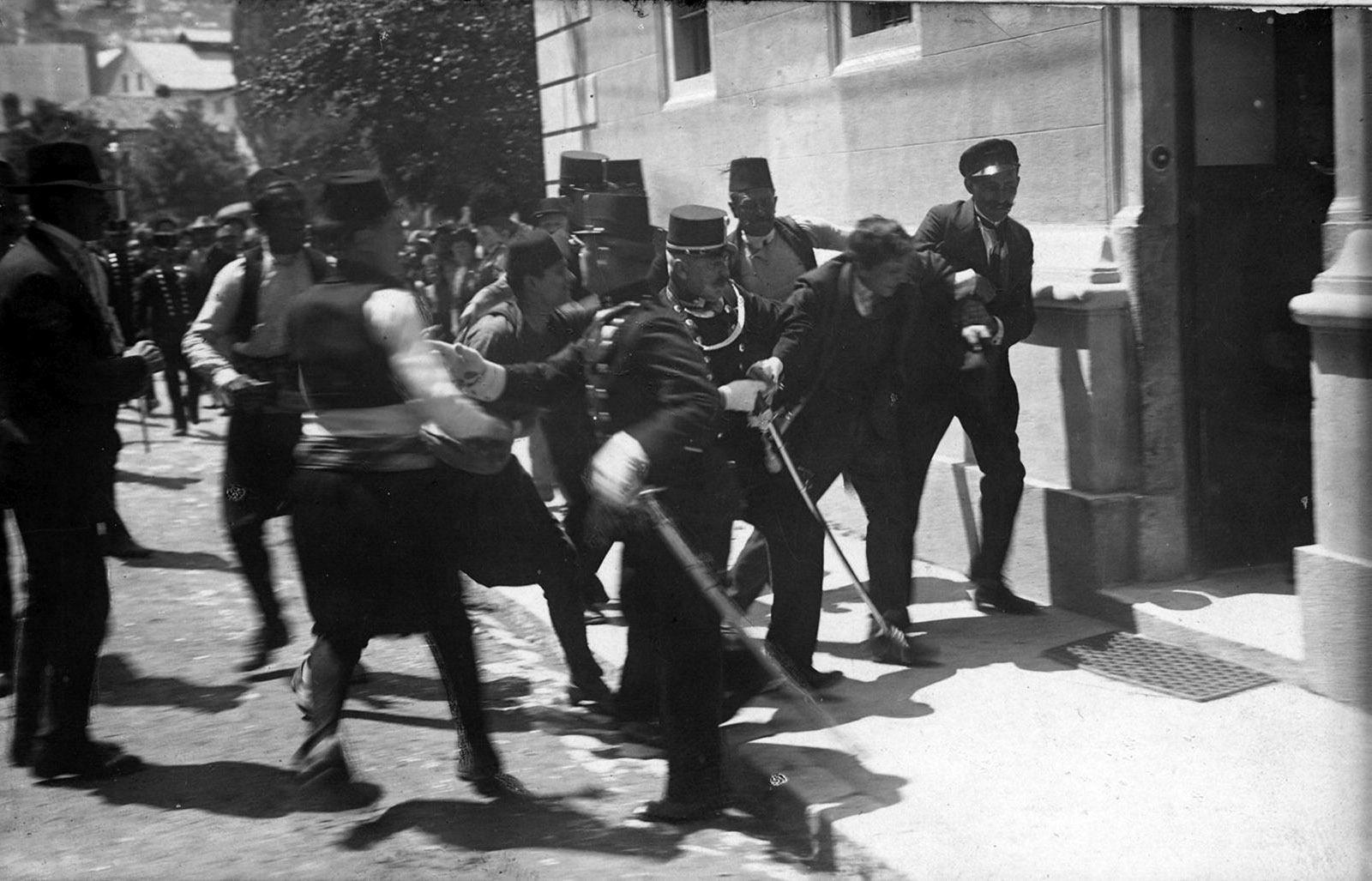 Gavrilo Princip arrested after his assassination of Archduke Franz Ferdinand of Austria, Sarajevo, June 28, 1914
