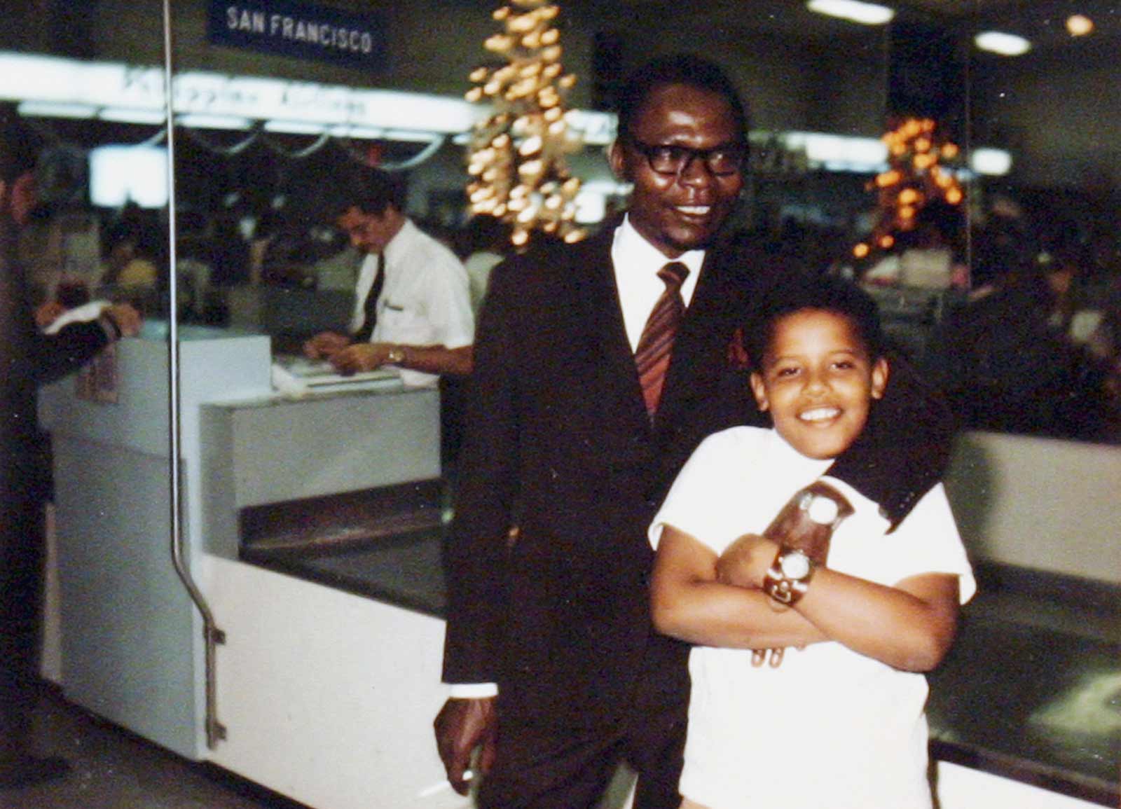 Barack Obama as a child with his father Barack Obama Sr., 1960s