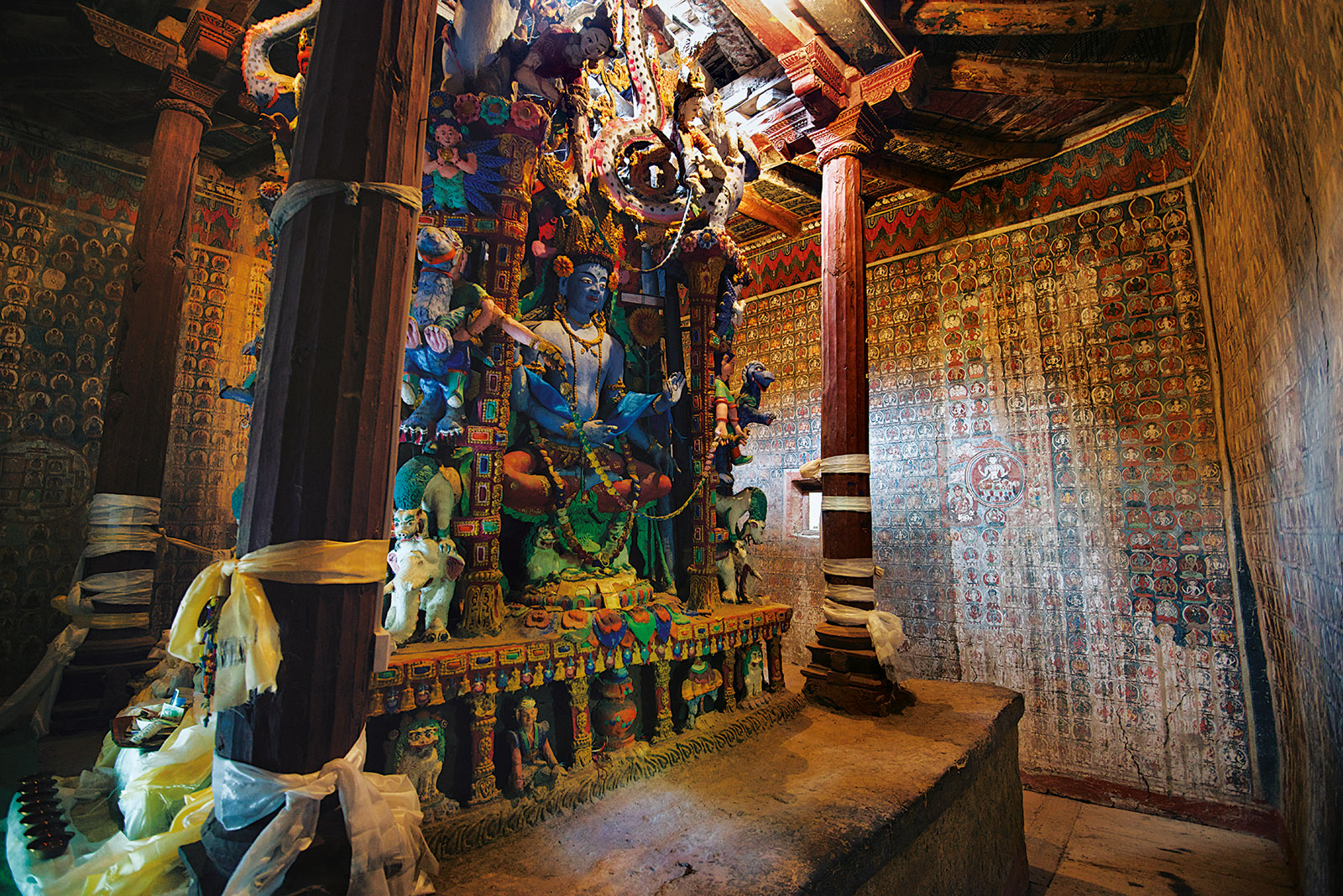 An interior of the Manjushri Temple, Alchi