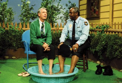 Fred Rogers and François Clemmons in an episode of Mister Rogers’ Neighborhood, 1993
