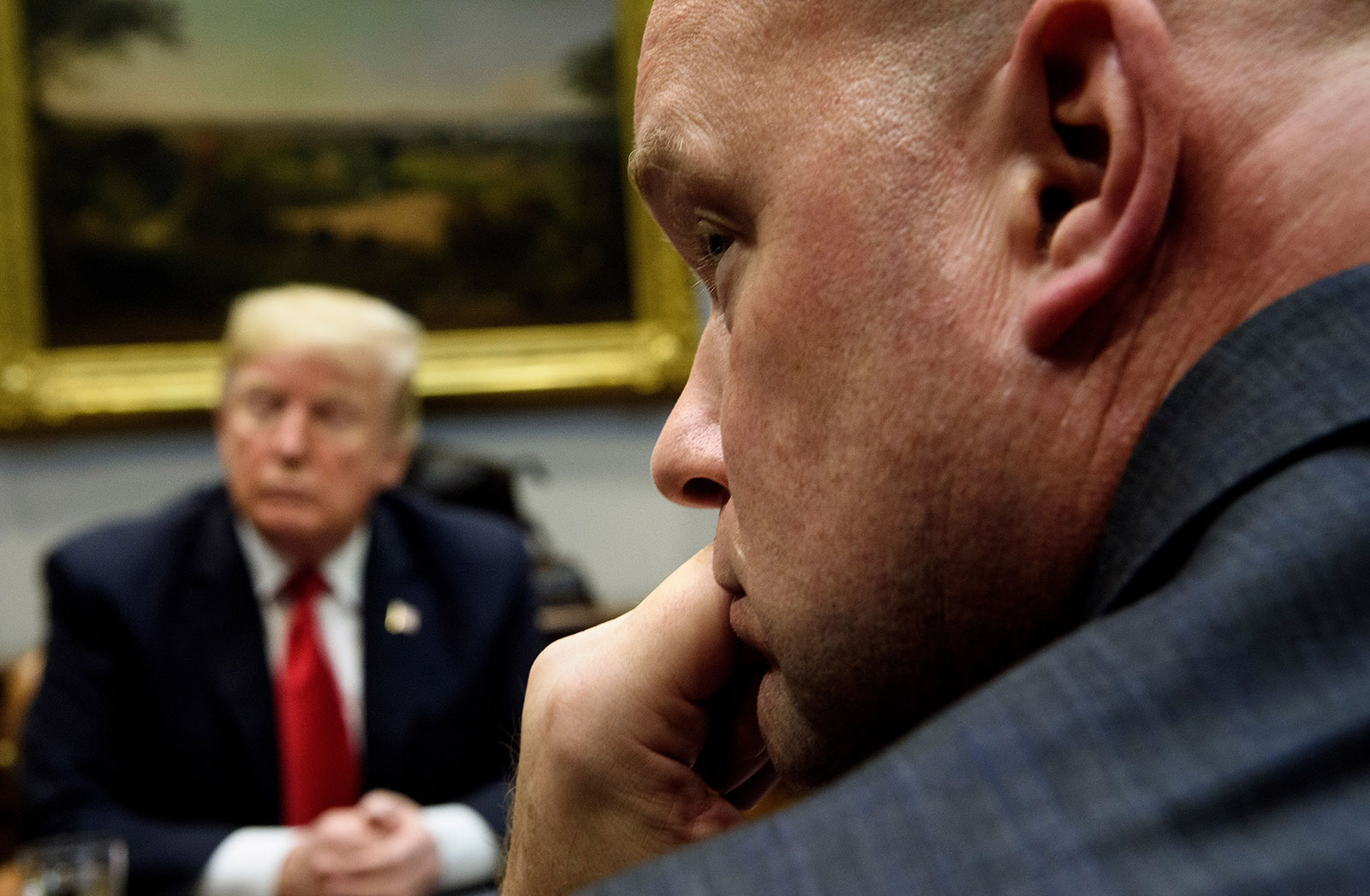 President Donald Trump and Acting Attorney General Matthew Whitaker at a meeting in the Roosevelt Room of the White House, December 18, 2018