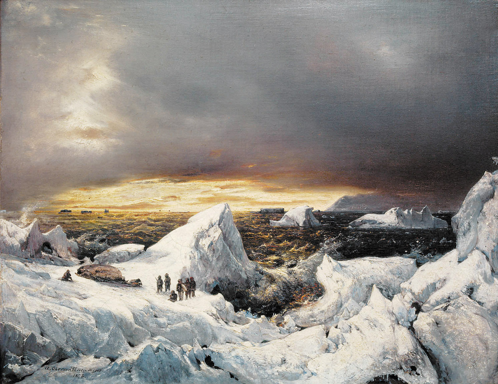 The Austro-­Hungarian expedition to the North Pole, led by Julius von Payer and Karl Weyprecht, 1872–1874; painting by Adolf Obermueller, 1892
