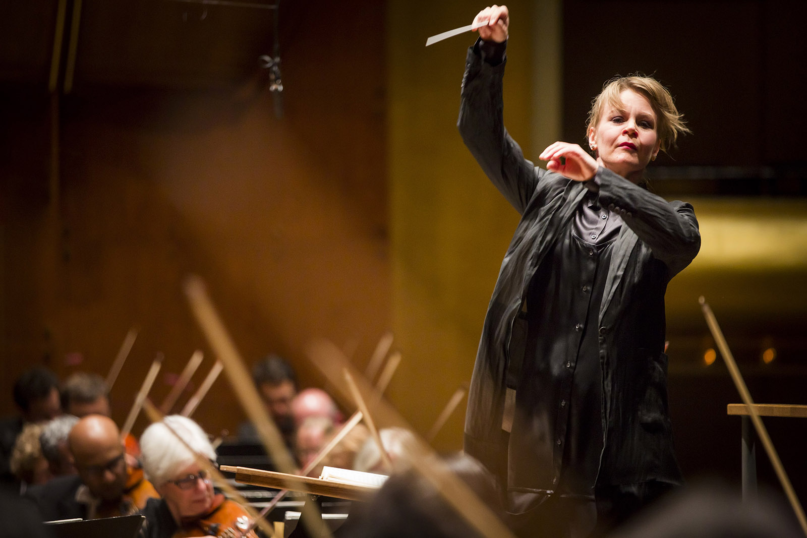 Susanna Mälkki making her debut conducting the New York Philharmonic at Avery Fisher Hall, New York City, May 21, 2015