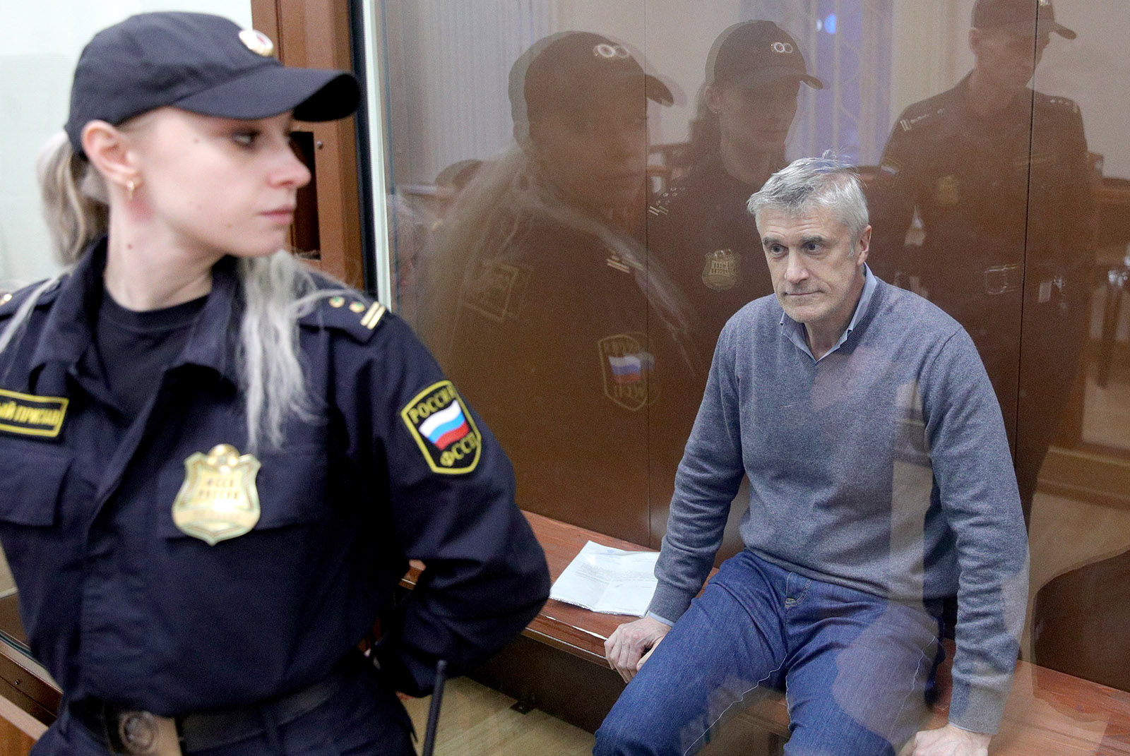 Baring Vostok founder Michael Calvey at a Moscow district court hearing following his arrest on fraud charges, Russia, February 15, 2019
