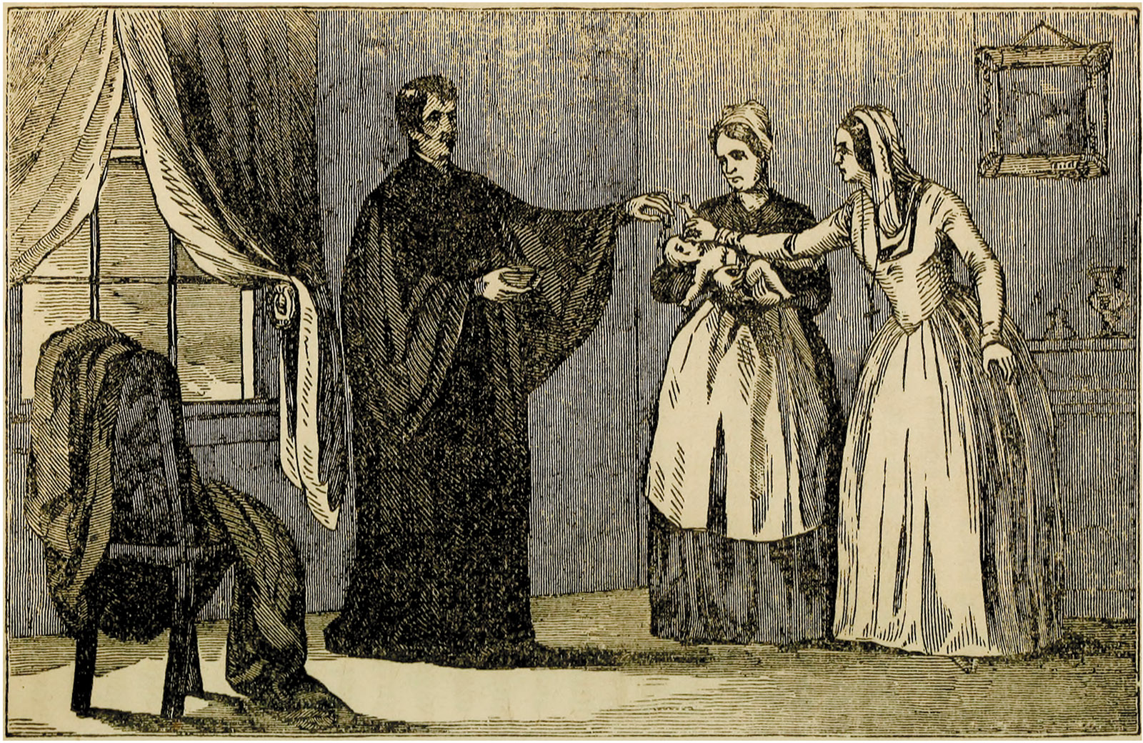 Mother Abbess Strangling the Infant; lithograph from an anti-Catholic pamphlet