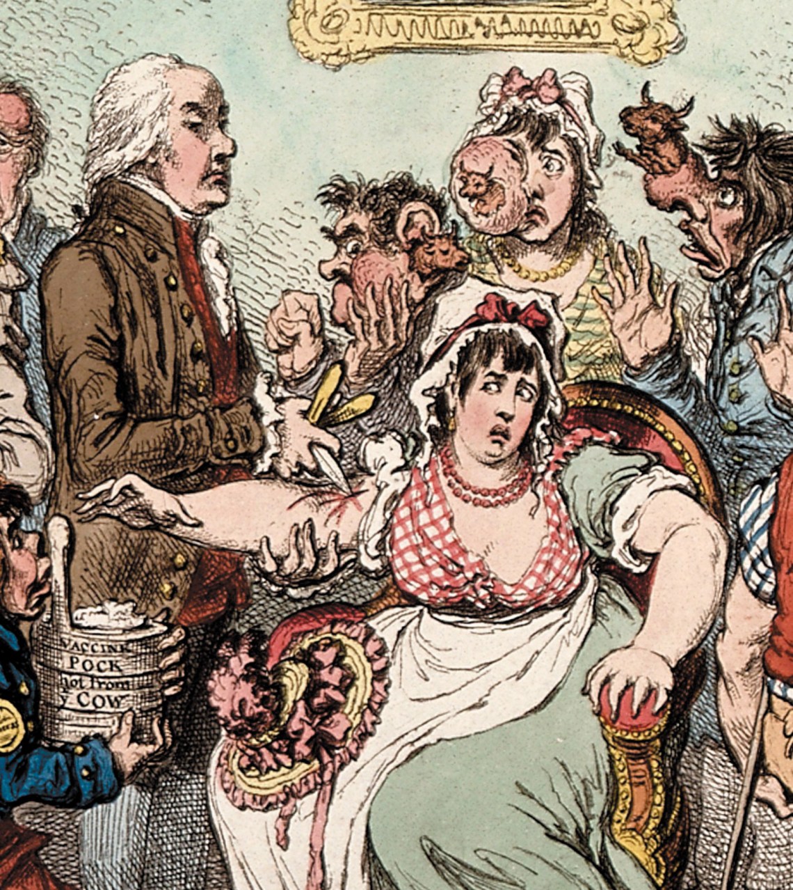 James Gillray’s cartoon of Dr. Edward Jenner vaccinating patients, 1802