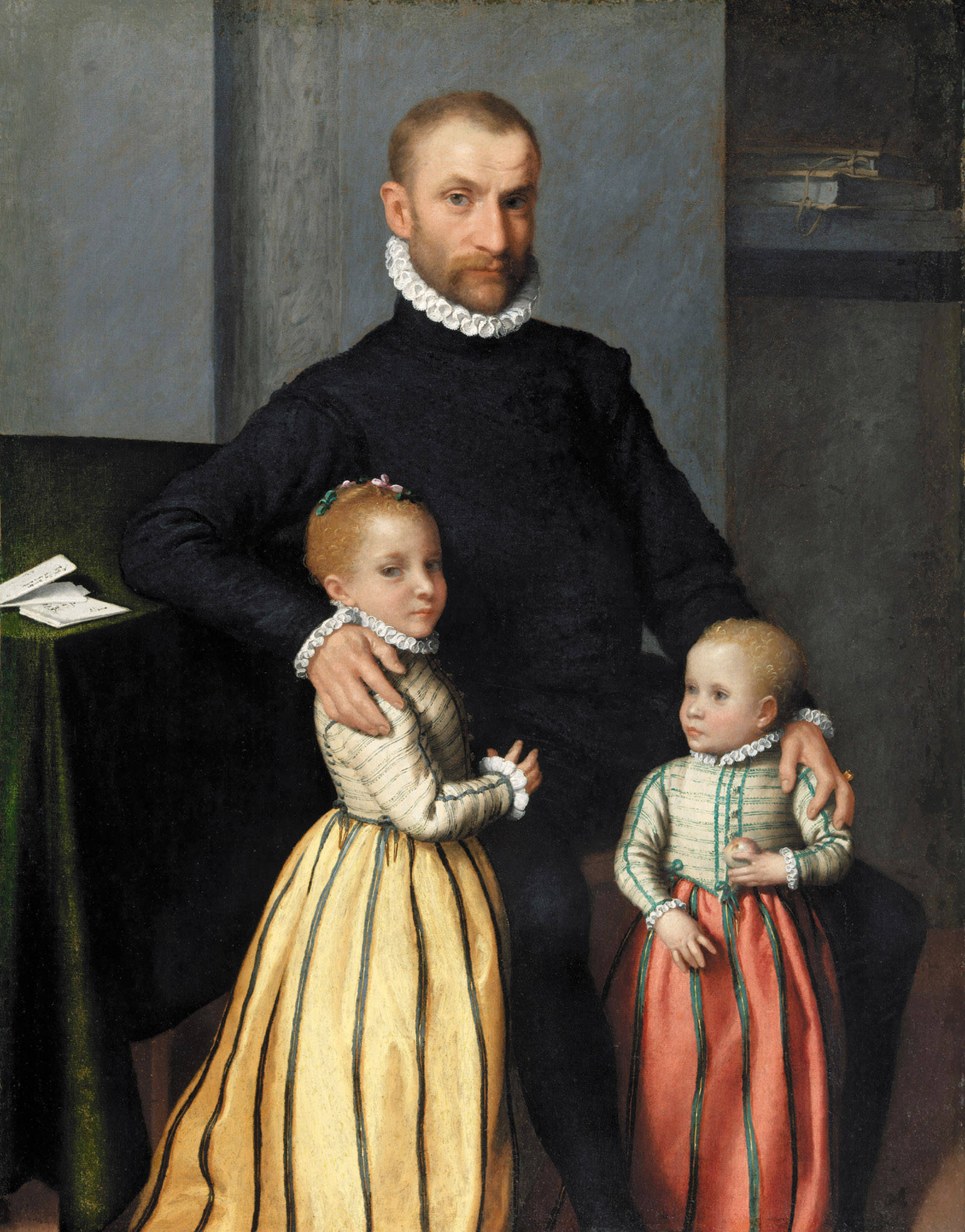 Portrait of a Gentleman and His Two Children by Giovanni Battista Moroni