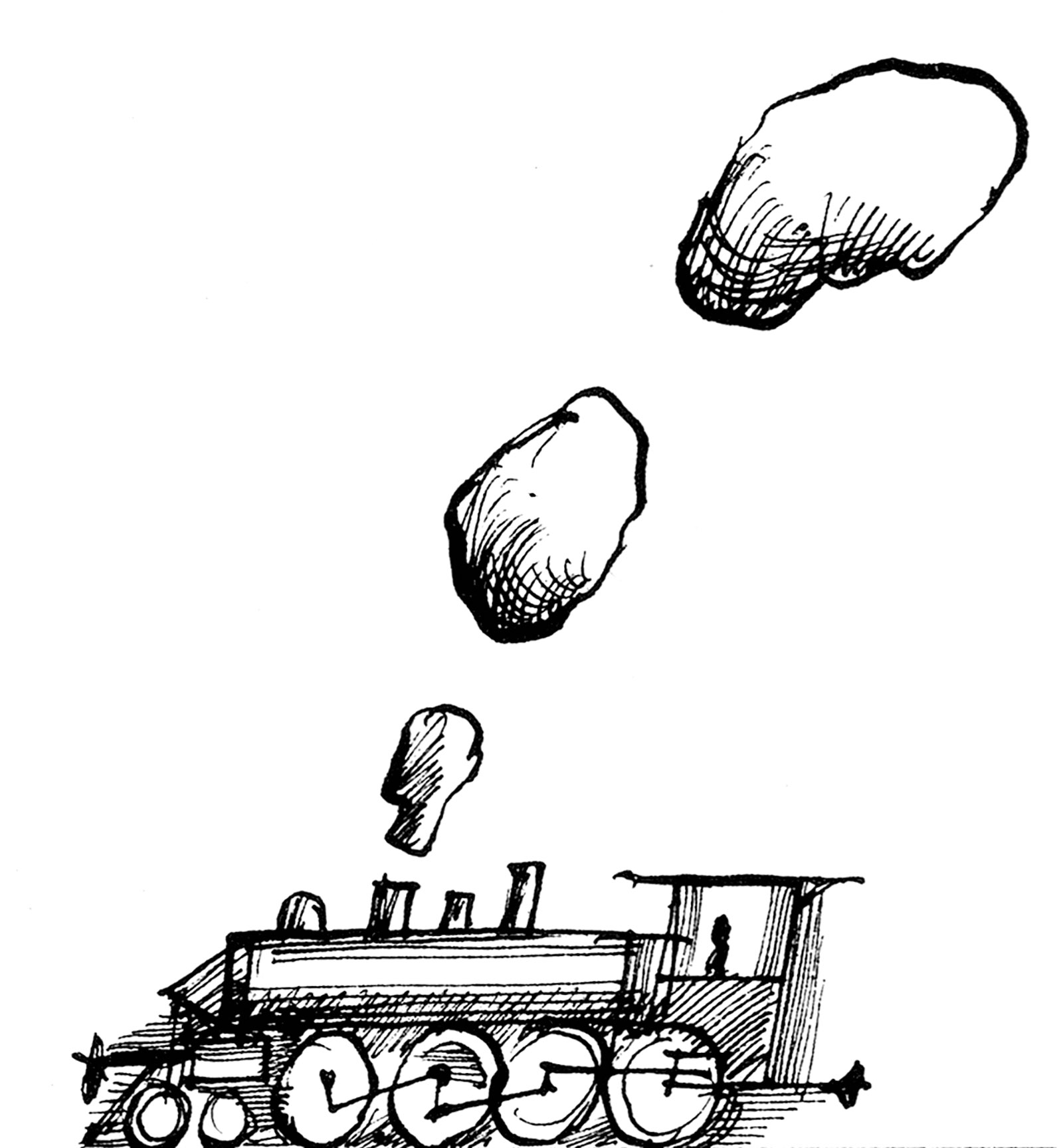 Drawing of a steam engine