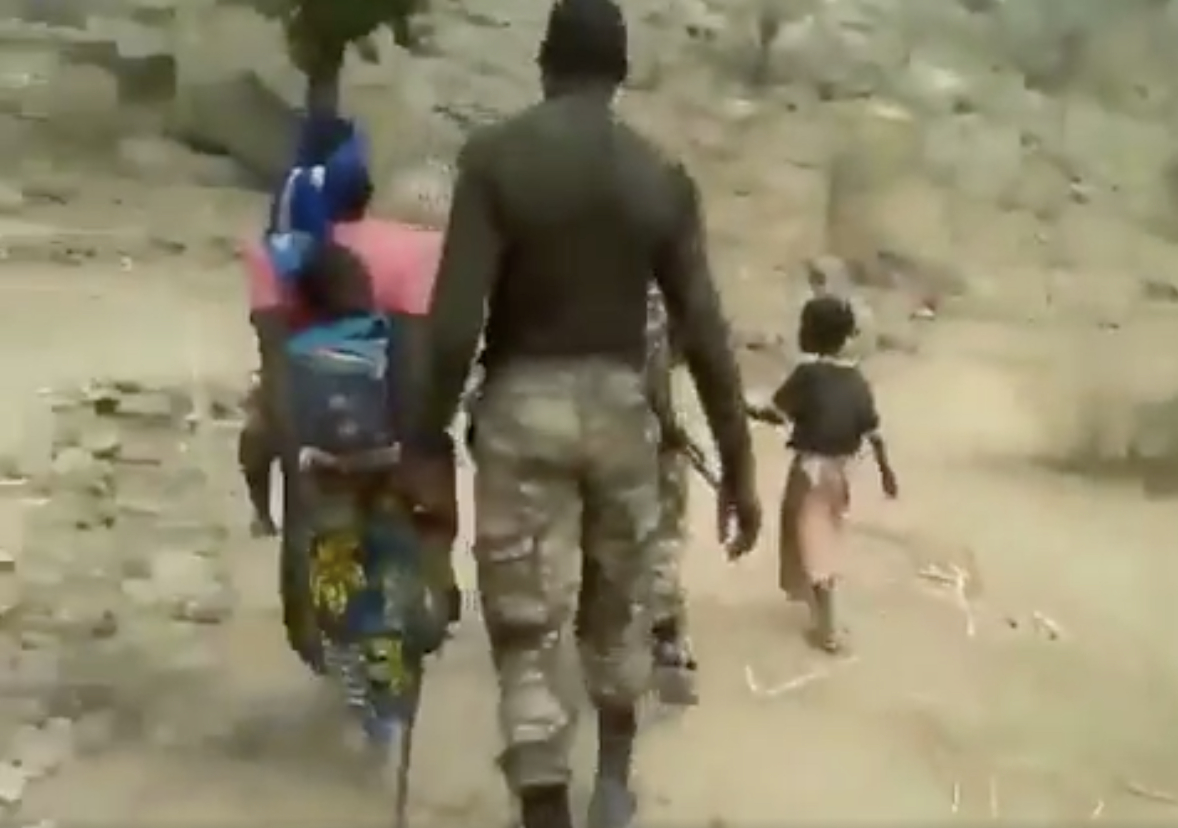 Screengrab from a video analyzed by the BBC’s Africa Eye investigation of a summary execution carried out by government soldiers of two women villagers, suspected of links to Boko Haram, and their children, Cameroon, July 2018