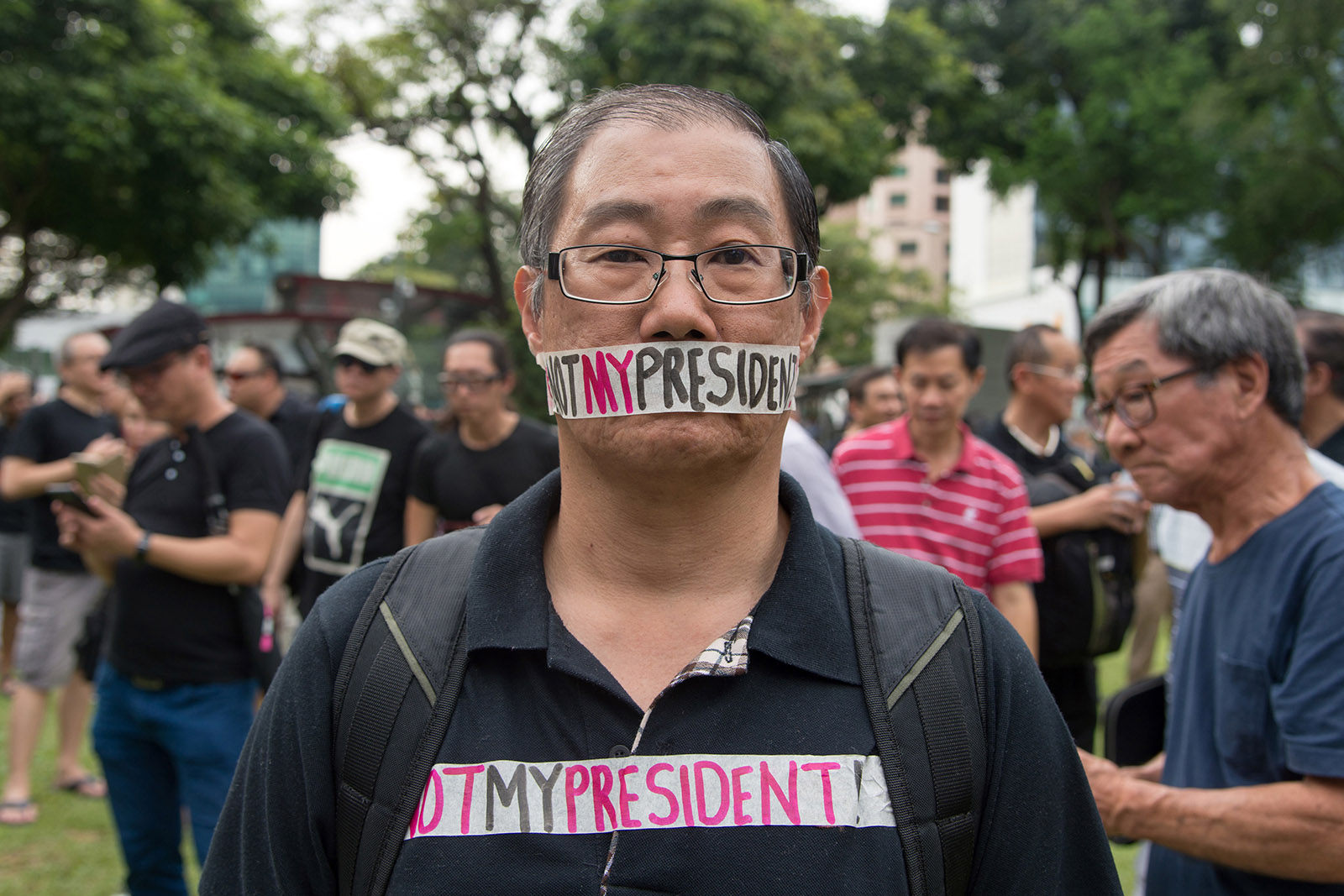 A rare political protest in Singapore, against the walkover victory of Halimah Yacob in the republic’s presidential election, September 16, 2017