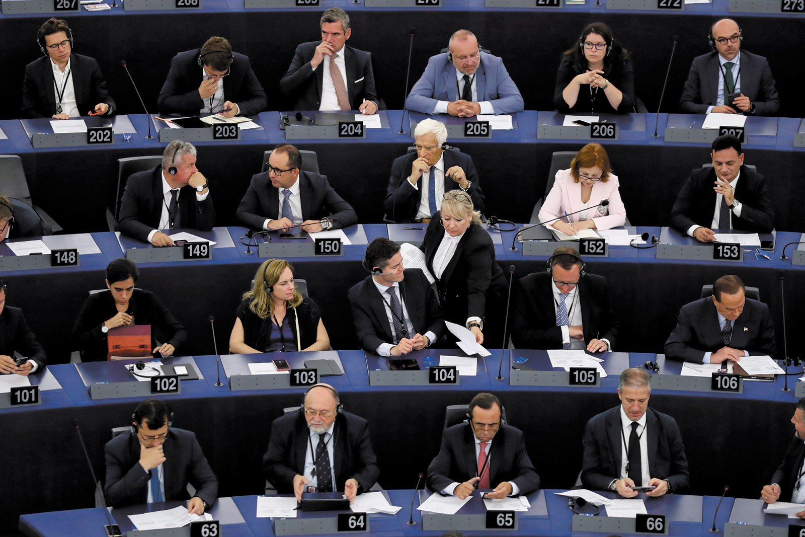 Members of the European Parliament in a plenary session to elect their new president, Strasbourg, July 3, 2019