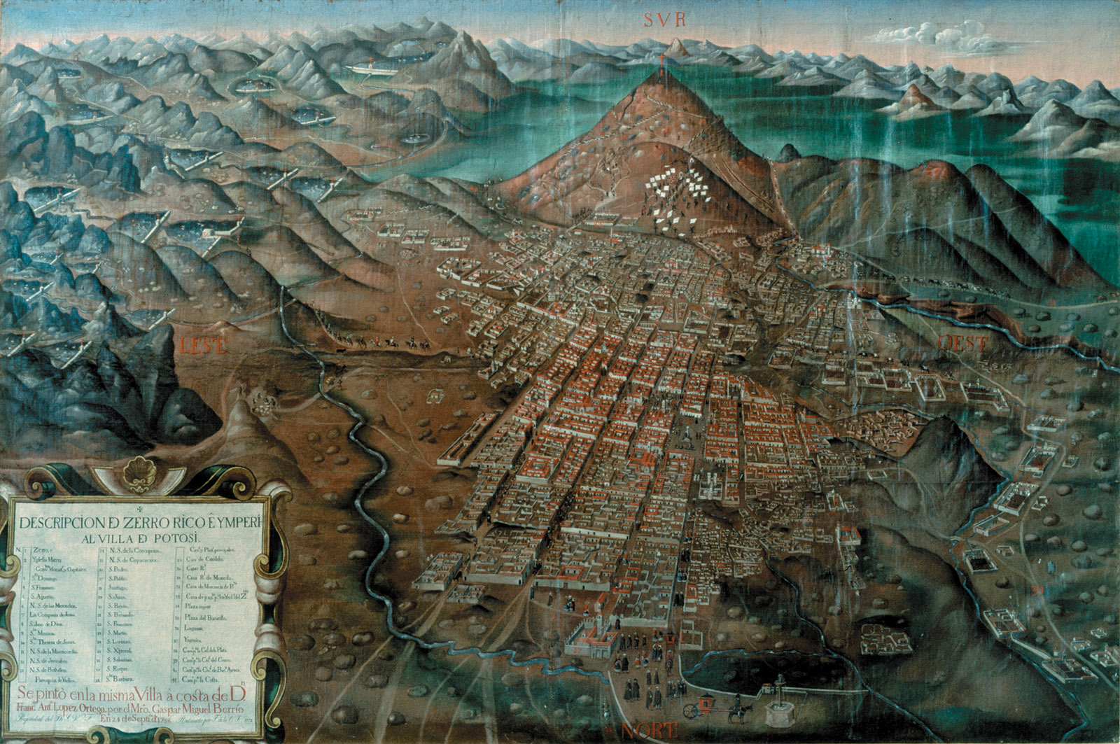 The Cerro Rico (Rich Hill) and the city of Potosí, in what is now Bolivia; painting by Gaspar Miguel Berrio, 1758