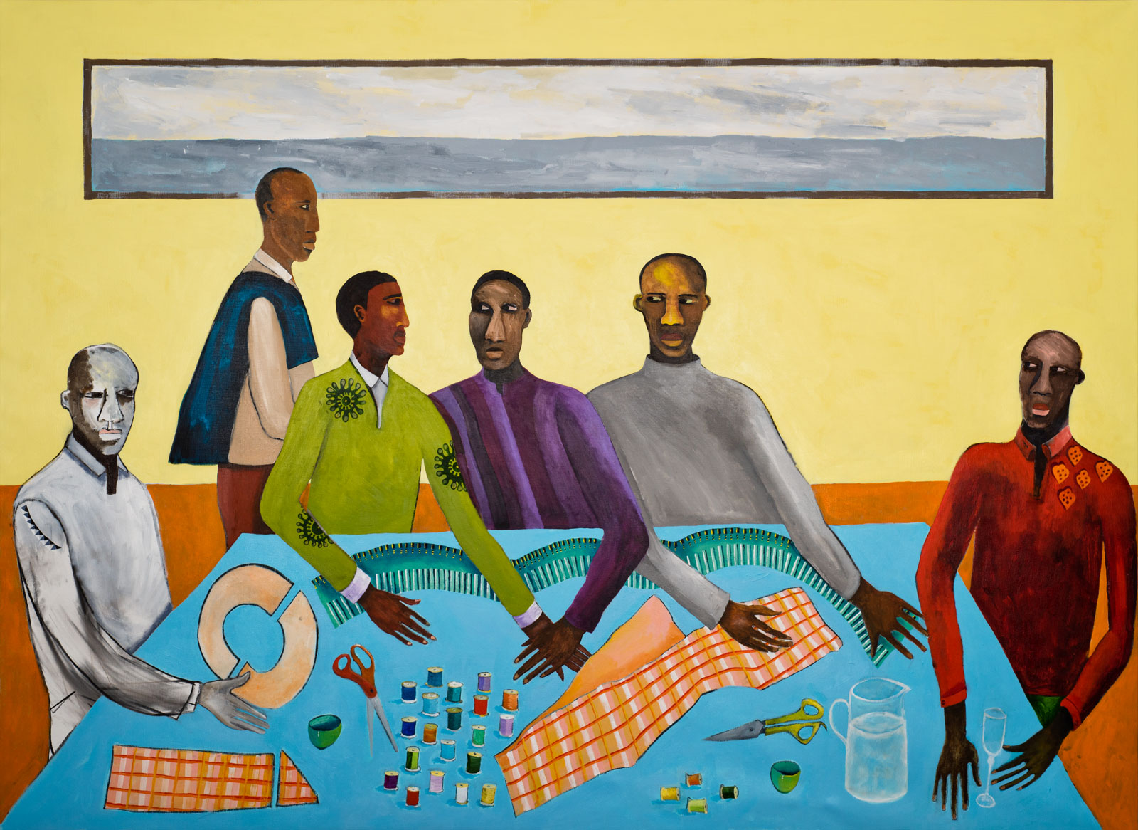 Lubaina Himid: Six Tailors, part of a diptych with Close Up – Materials for Change, 2019
