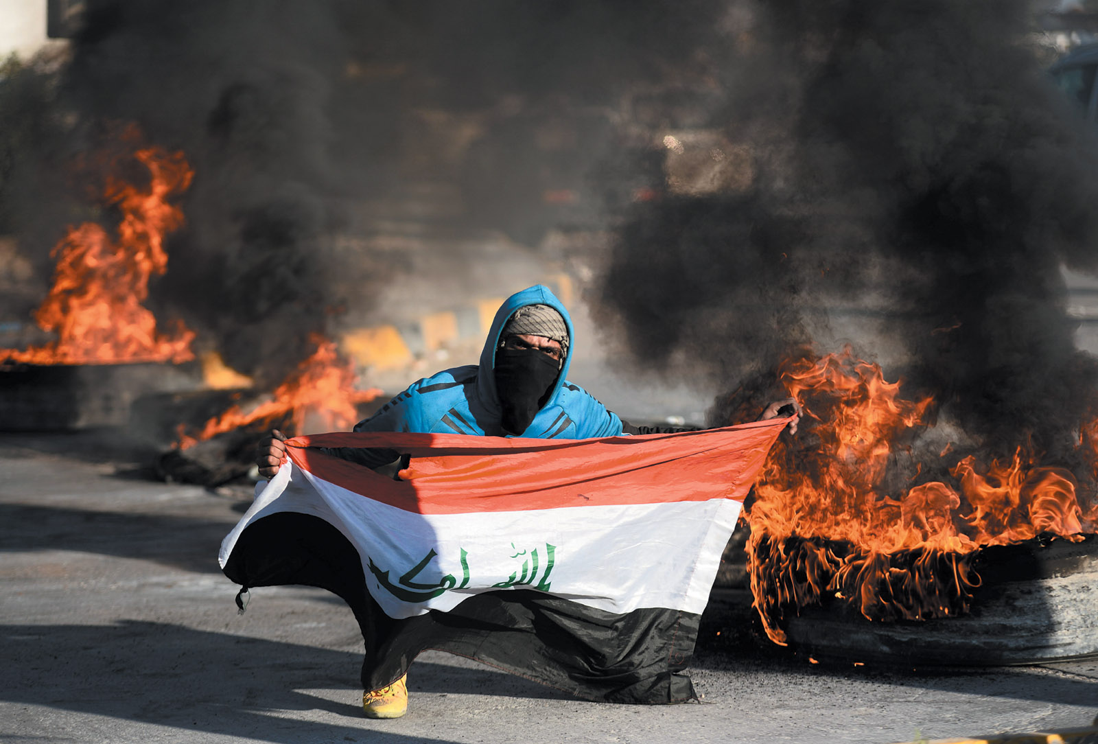 An Iraqi protesting the use of his country in the conflict between the US and Iran, Najaf, January 2020