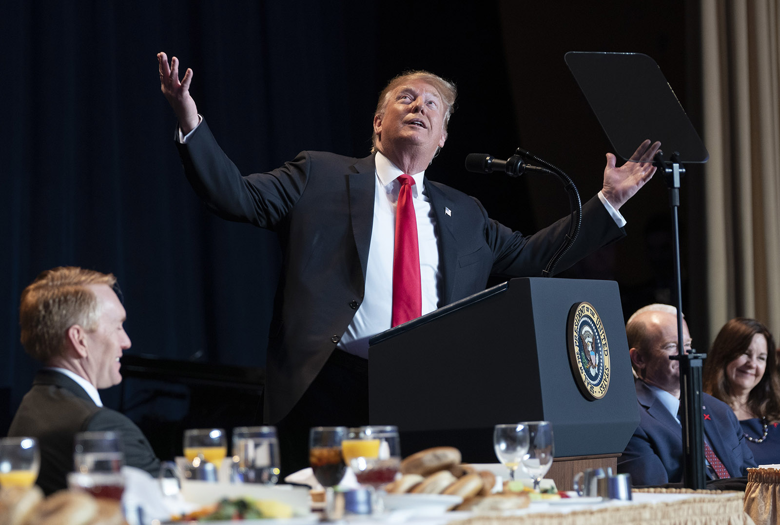 President Donald Trump speaking at the National Prayer Breakfast