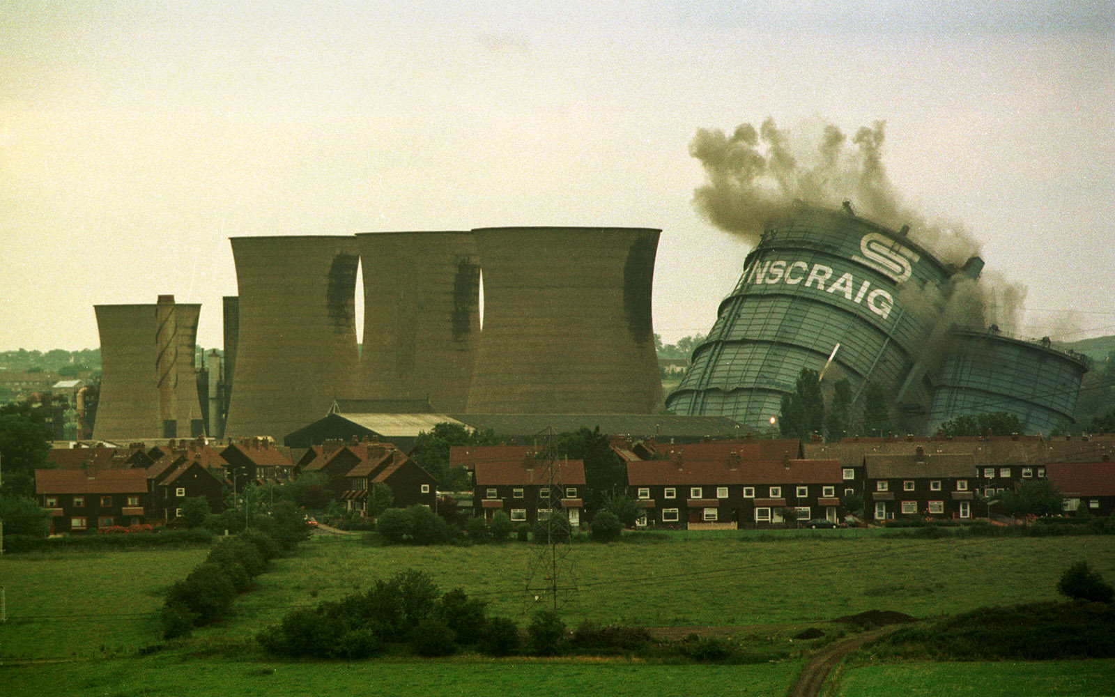 The former British Steel works at Ravenscraig in Motherwell being demolished by controlled explosion, Lanarkshire, Scotland, 1996