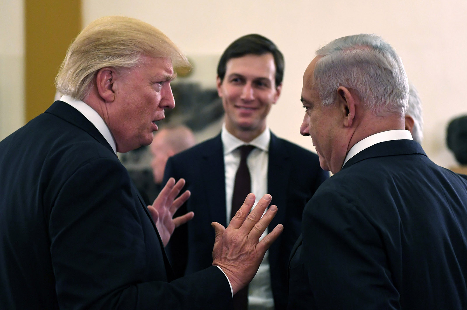 Trump talking to Netanyahu, with Kushner
