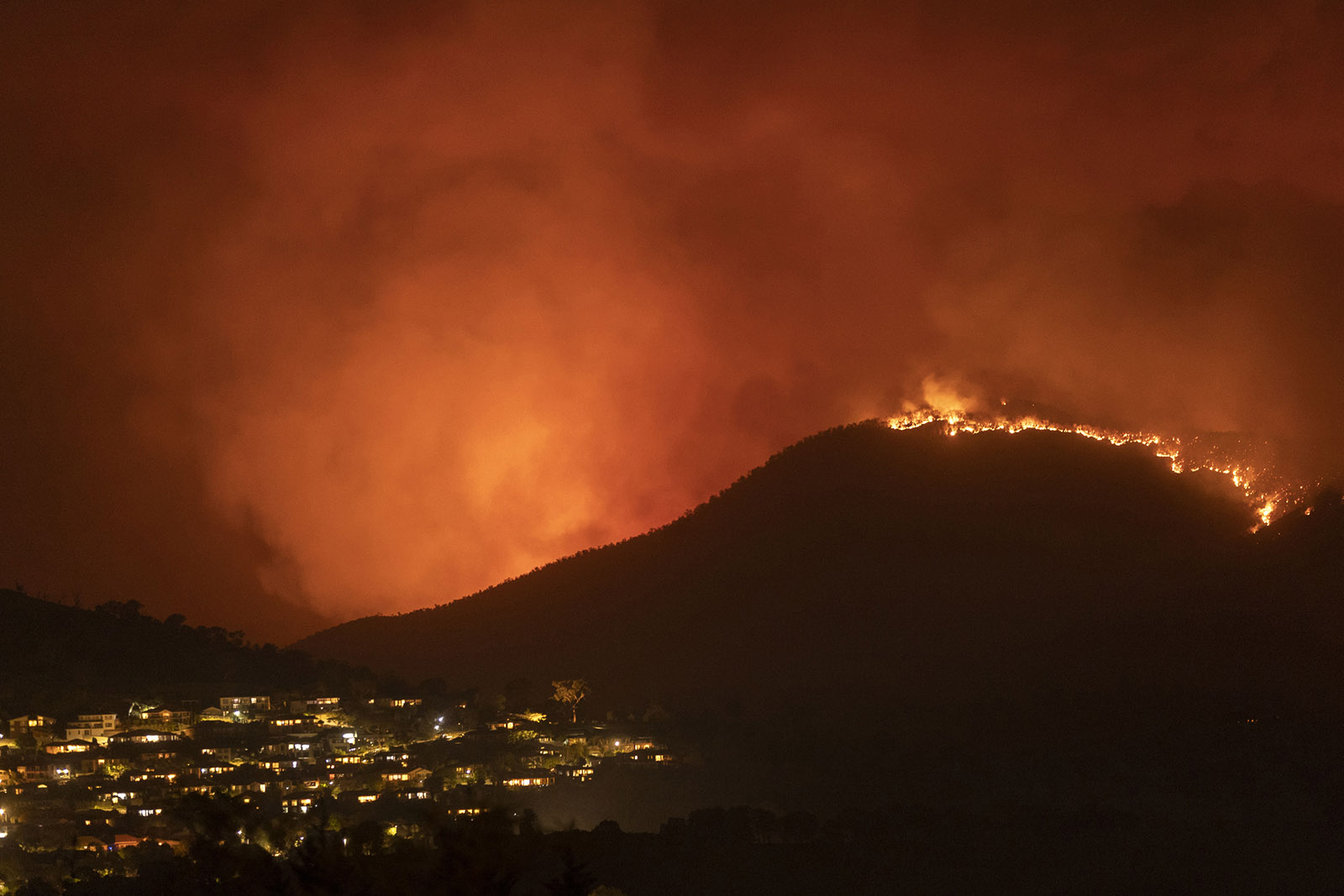 Wildfires near the suburbs of Canberra, Australia, January 2020