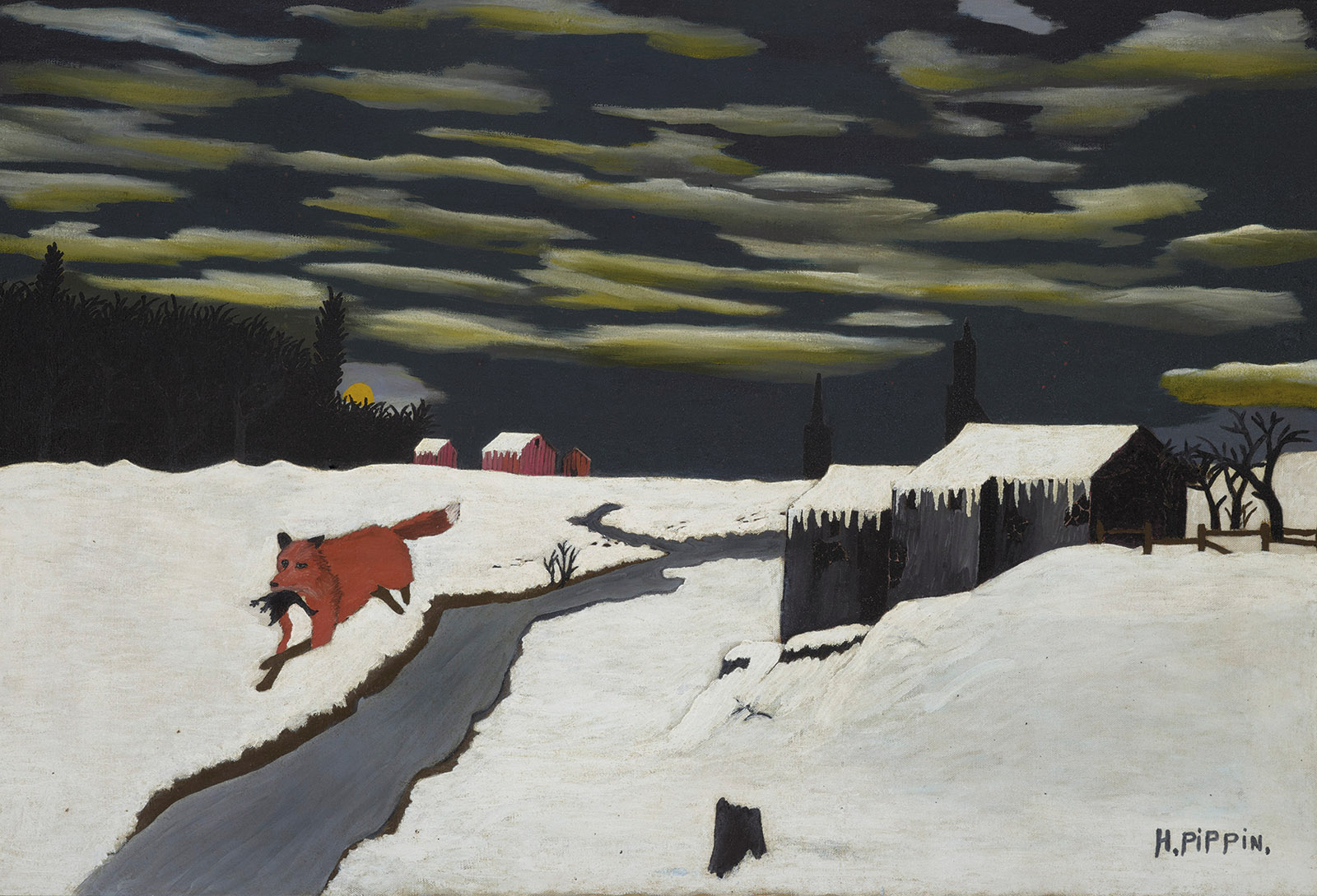 Horace Pippin: The Getaway, 24 5/8 x 36 inches, 1939